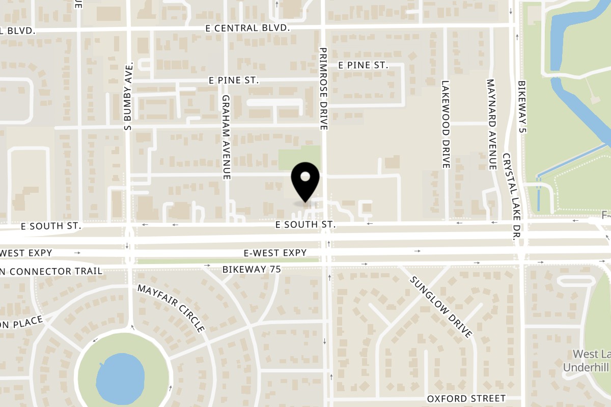 Map showing the location of El Burro Loco EL BURRO LOCO EXPRESS on 308 S Primerose Dr in Orlando